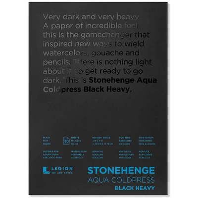 Legion Stonehenge Aqua Coldpress Black Heavy Watercolor Block, 5" x 7"