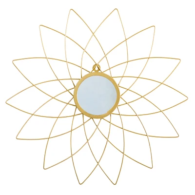 26" Gold Metal Flower Accent Wall Mirror