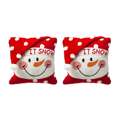 Glitzhome® Hooked 3D Snowman Throw Pillow Set