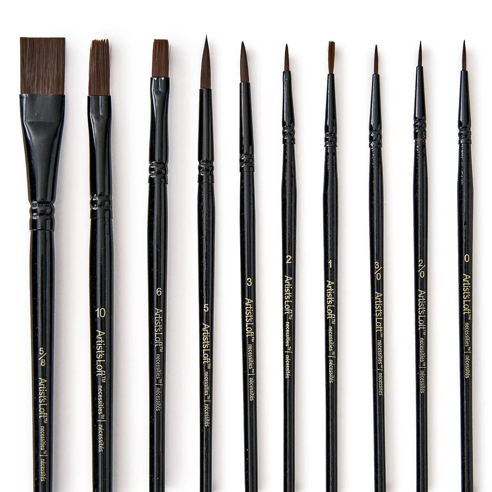 Necessities™ Brown Synthetic Watercolor 10 Piece Brush Set by Artist's Loft®