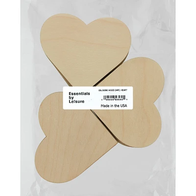 Essentials by Leisure Arts Flat Wood Heart, 24ct.