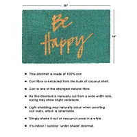 RugSmith Blue Be Happy Machine Tufted Doormat