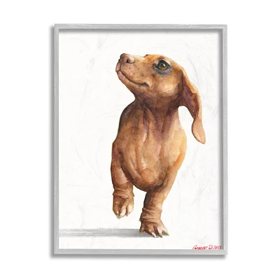 Stupell Industries Little Dachshund Dog Strutt Adorable Pet Portrait in Frame Wall Art