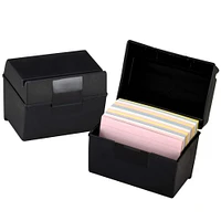 Oxford® Black Plastic 4" x 6" Index Card Boxes, 3ct.