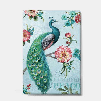 Designart - Peacock - Floral and botanical Canvas Artwork
