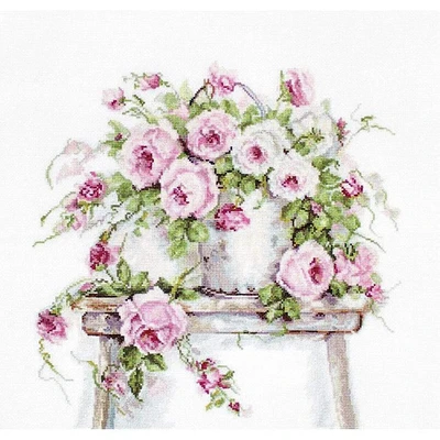 Luca-s Roses On A Stool Counted Cross Stitch Kit