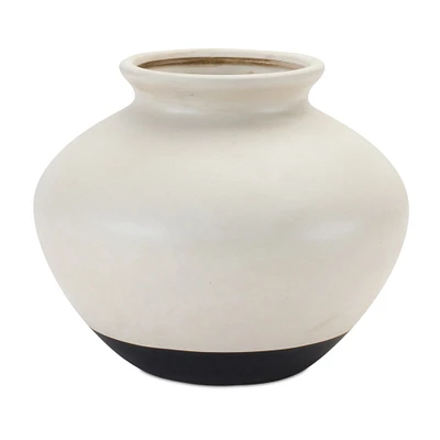 9" White Two-Tone Ceramic Vase