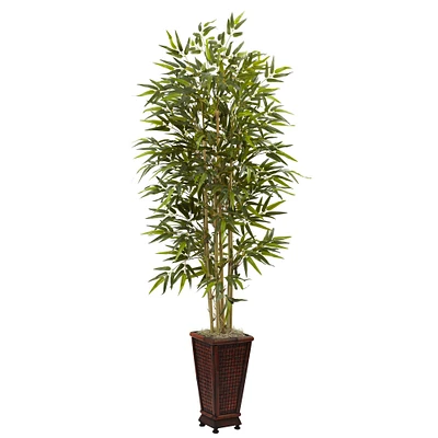 6ft. Bamboo Tree with Red Decorative Planter