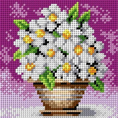 Orchidea White Daisies Gobelin Canvas For Halfstitch Without Yarn
