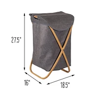 Honey Can Do Gray Bamboo & Canvas Laundry Hamper