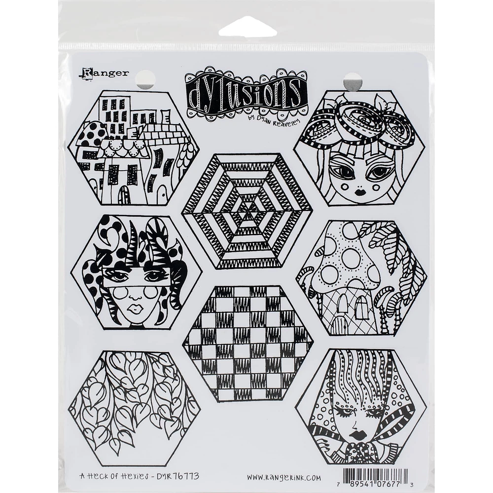 Dyan Reaveley's Dylusions A Heck of Hexies Cling Stamp Set