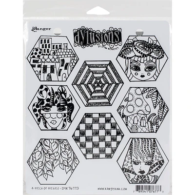 Dyan Reaveley's Dylusions A Heck of Hexies Cling Stamp Set