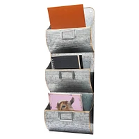 Mind Reader Large 3-Tier Silver Hanging Wall File Organizer