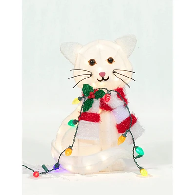 20" Plush Cat Sculpture with LED String Lights