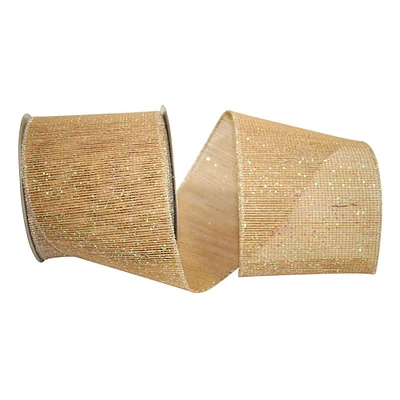 Reliant 4" x 10yd. Jute Wired Natural Iridescent Ribbon