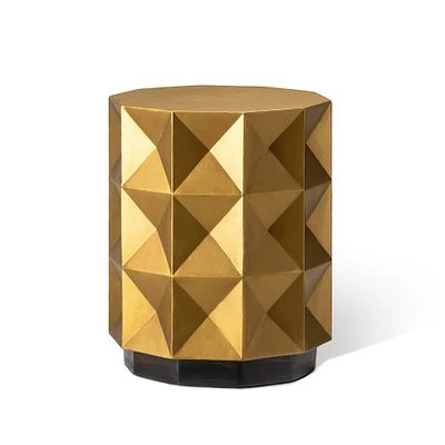 Glitzhome® 17" Antique Gold Geometric Side Table