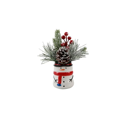 Christmas Mix In 8" Snowman Ceramic Pot