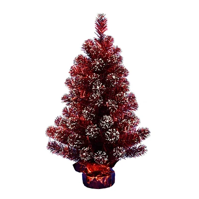 2ft. Unlit Dark Red Tinsel Artificial Christmas Tree