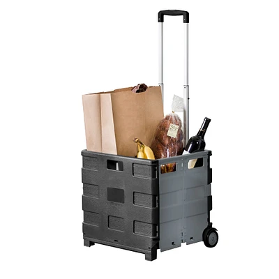 Honey Can Do Gray Fold-Up Rolling Storage Crate Cart