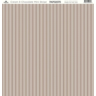Paper Café Cream & Chocolate Mini Stripe 12" x 12" Cardstock, 15 Sheets