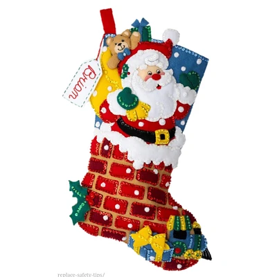 Bucilla® 18" Jolly Chimney Santa Felt Stocking Applique Kit
