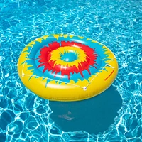 72" Multicolor Tie Dye Inflatable Circular Swimming Pool Float