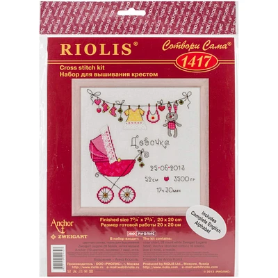 RIOLIS® It's a Girl! Announcement Counted Cross Stitch Kit