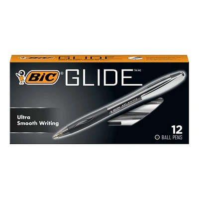 BIC® Glide™ Black Medium Point 1mm Retractable Ball Pen, 12ct.