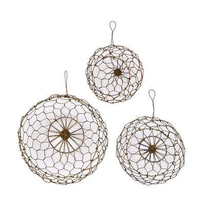 Brown Round Wire Hanging Baskets Set