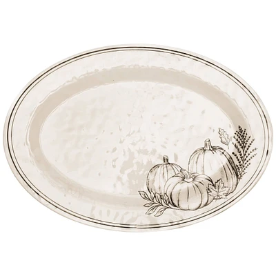 22" Cream & Black Pumpkin Oval Melamine Platter