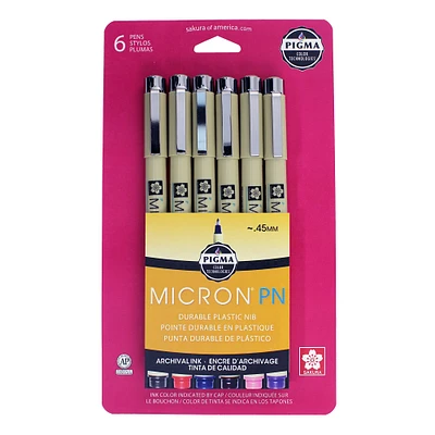 Pigma® Micron™ PN Durable Plastic Nib Pen 6 Color Set