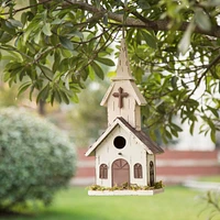 Glitzhome® Hanging Distressed Wood Garden Church Bird House