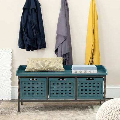 Isaac Storage Bench in Teal