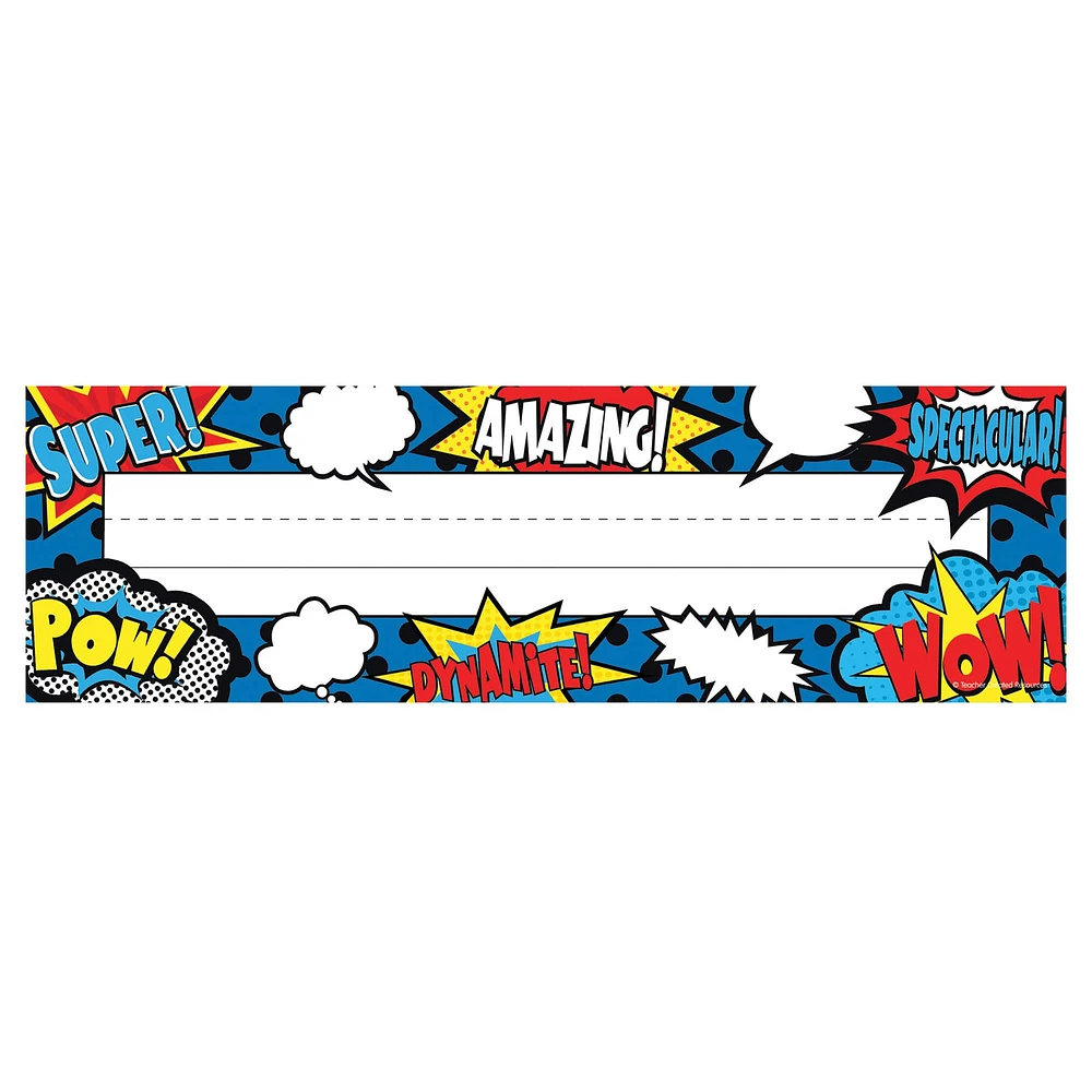 Teacher Created Resources Superhero Flat Name Plates, 5 Packs of 36