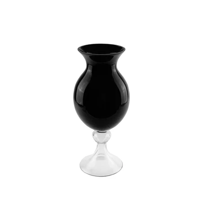 15.75" Transparent Glass Flower Vase, Jet Black