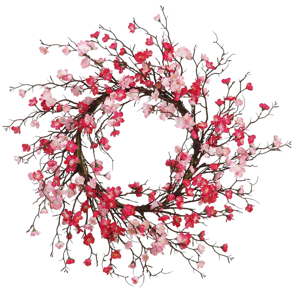 24" Cherry Blossom Wreath, Fuchsia