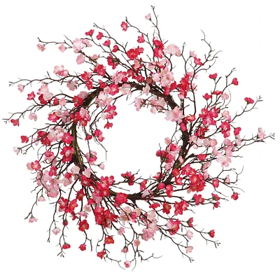 24" Cherry Blossom Wreath, Fuchsia