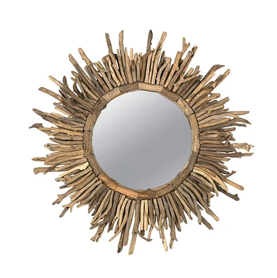 Waterside Driftwood Framed Sunburst Mirror