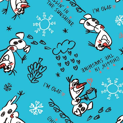 Disney® Olaf Sketch Blue Quilting Cotton Fabric