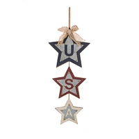 Glitzhome® Galvanized Iron & Wood "USA" Star Hanging Wall Sign