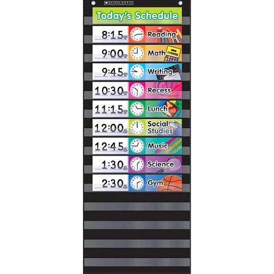 Black Daily Schedule Pocket Chart with Cards