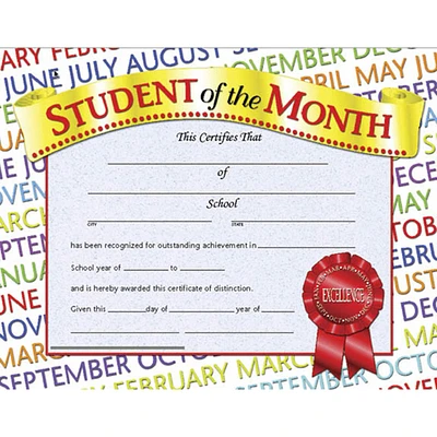 Flipside Products 8.5” x 11” Red & Gold Student of the Month Award, 6 Pack Bundle