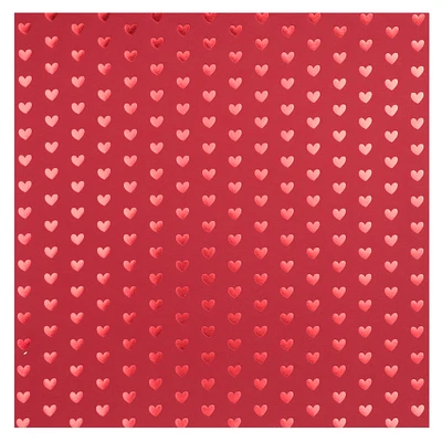 Red Foil Hearts Paper by Recollections®, 12" x 12"