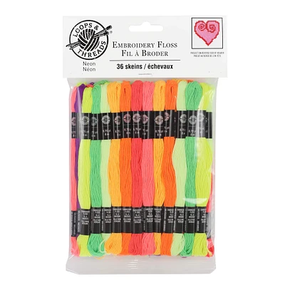 12 Packs: 36 ct. (432 total) Neon Embroidery Floss by Loops & Threads®