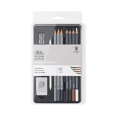 6 Pack: Winsor & Newton™ Studio Collection™ 10 Piece Sketching Pencil Tin Set