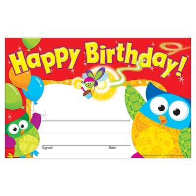 Trend Enterprises Happy Birthday Owl-Stars!® Recognition Awards, 12 packs
