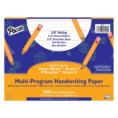 Pacon® 5/8" Ruled White Multi-Program Handwriting Paper, 2 Pack Bundle