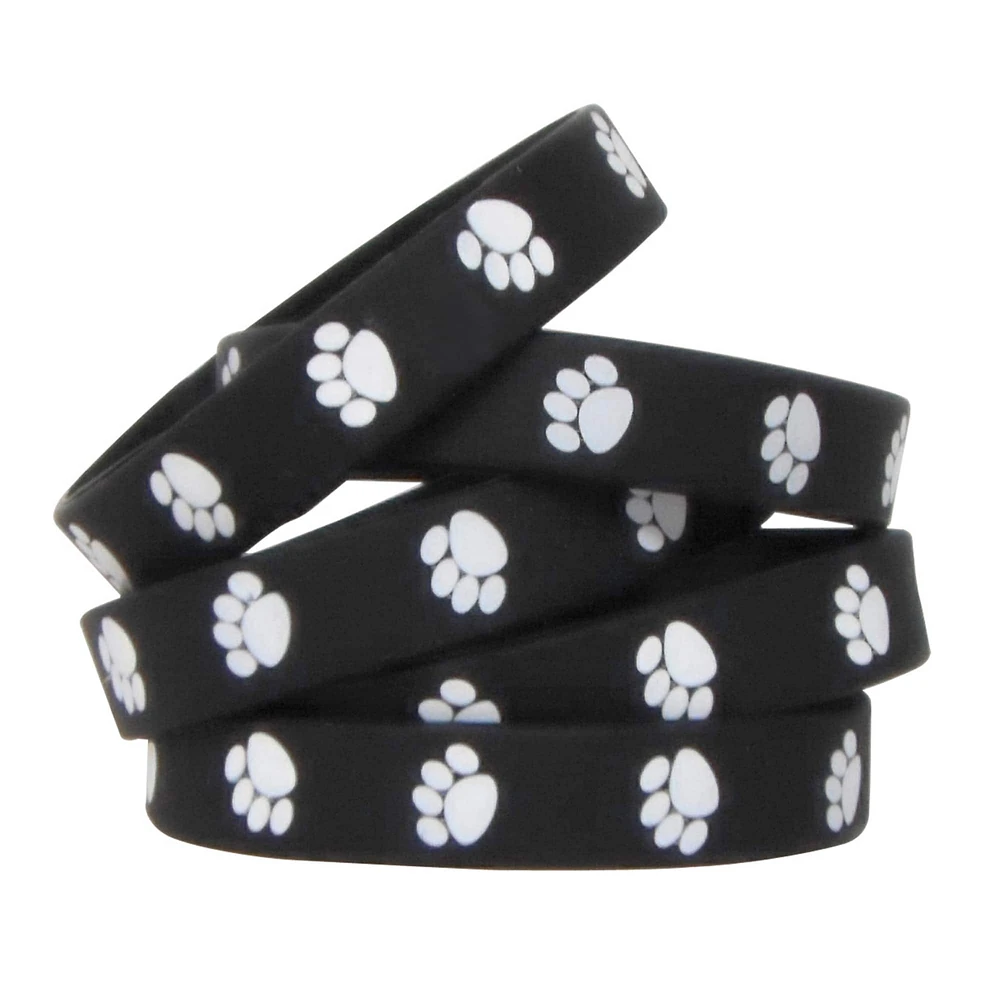 Black with White Paw Prints Wristband Pack