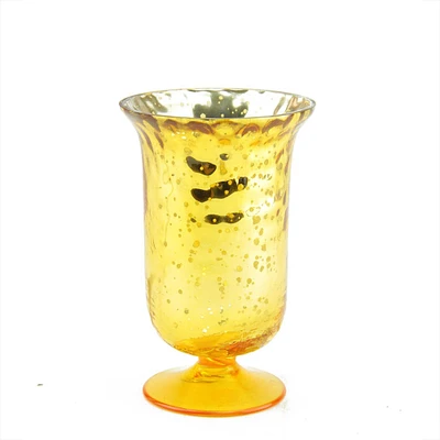 5.5" Glass Votive Candle Holder, Yellow & Silver Mercury