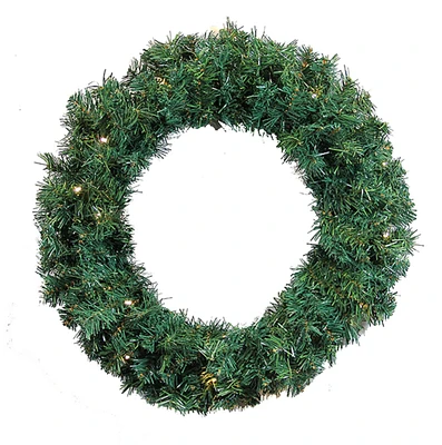 24" Pre-Lit Cedar Pine Artificial Wreath with Warm White LED Lights